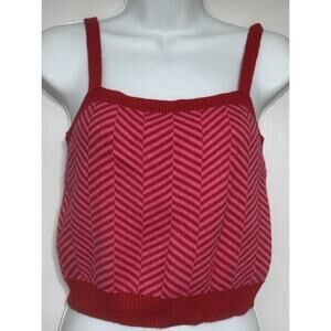 Sincerely Jules Knit Crop Tank Top Sweater Chevron Pink Red Women’s Large NEW